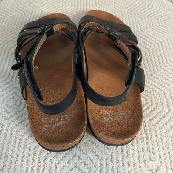 Dansko leather gladiator Black Sandals 38/8 comfy straps - Picture 4 of 7